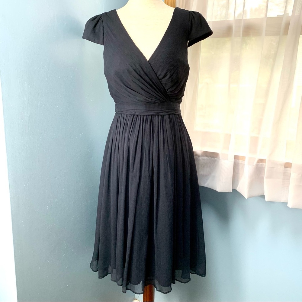 J. Crew Mirabelle Navy Silk Chiffon Dress - Picture 2 of 10
